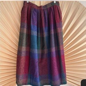Vintage 90s Diane Von Furstenberg Multicolor Plaid A-Line Skirt
